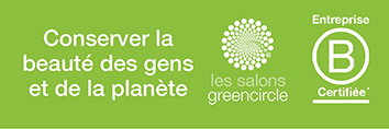 Logo de Les Salons GreenCircle avec le slogan : «Conserver la beauté des gens et de la planète».
